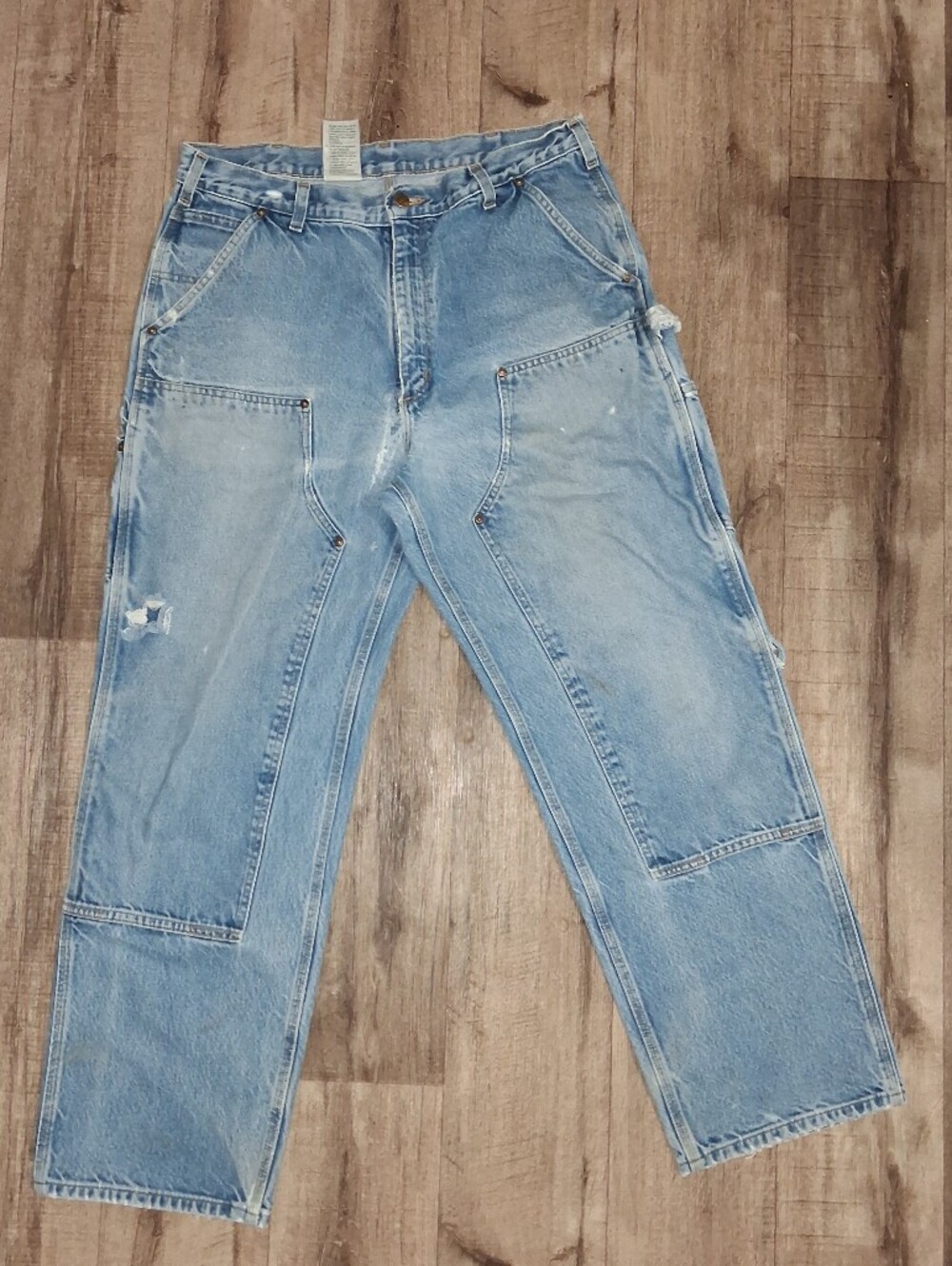Carhartt Light Blue Relaxed Carpenter Jeans  Y2k Vintage Double Knees 36x32